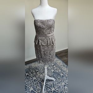 Strapless grey/silver short dress. Cocktail, evening, elegant, timeless.